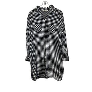 Old Navy Women's Dress Gingham Check Front Button Roll Tab Sleeves Cotton Medium